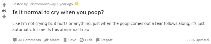 menangis semasa berak